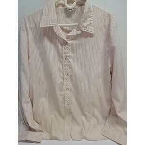 Vtg Miss‎ Fashionality Pink Stripe LongSleeve Button-u Blouse Sz 44